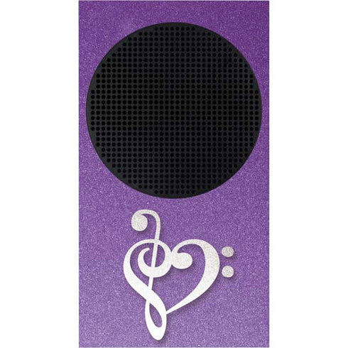 Purple Glitter Musical Heart Xbox Series S Console Skin