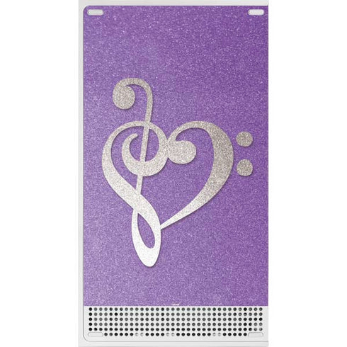 Purple Glitter Musical Heart Xbox Series S Console Skin