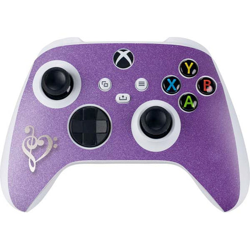 Purple Glitter Musical Heart Xbox Series S Controller Skin