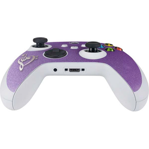 Purple Glitter Musical Heart Xbox Series S Controller Skin