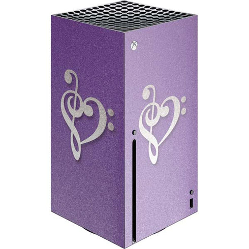 Purple Glitter Musical Heart Xbox Series X Console Skin