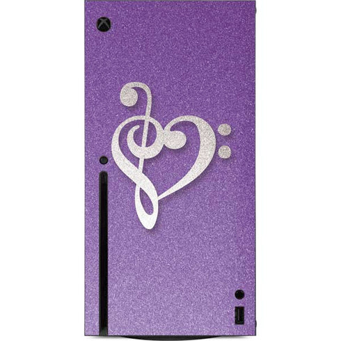 Purple Glitter Musical Heart Xbox Series X Console Skin