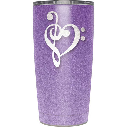 Purple Glitter Musical Heart Yeti 20oz Tumbler Skin