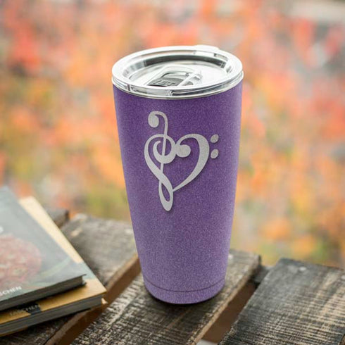 Purple Glitter Musical Heart Yeti 20oz Tumbler Skin