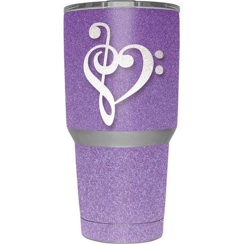 Purple Glitter Musical Heart Yeti 30oz Rambler Tumbler Skin