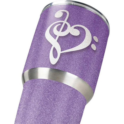 Purple Glitter Musical Heart Yeti 30oz Rambler Tumbler Skin