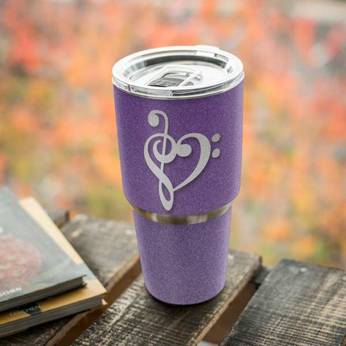 Purple Glitter Musical Heart Yeti 30oz Rambler Tumbler Skin
