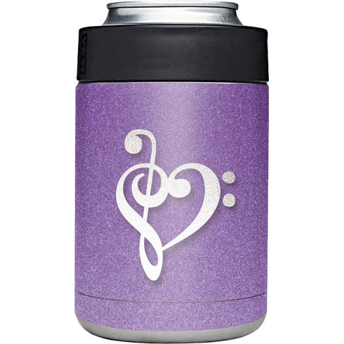 Purple Glitter Musical Heart Yeti Colster Can Insulator Skin
