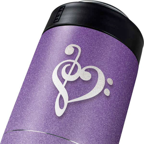 Purple Glitter Musical Heart Yeti Colster Can Insulator Skin