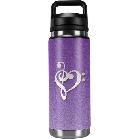 Purple Glitter Musical Heart YETI Rambler 26oz Bottle Skin