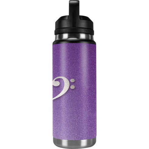 Purple Glitter Musical Heart YETI Rambler 26oz Bottle Skin