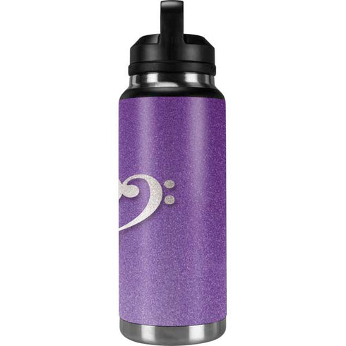 Purple Glitter Musical Heart YETI Rambler 36oz Bottle Skin