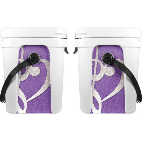 Purple Glitter Musical Heart YETI Roadie 24 Hard Cooler Skin