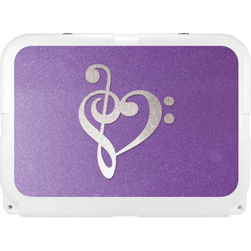 Purple Glitter Musical Heart YETI Tundra 35 Hard Cooler Skin