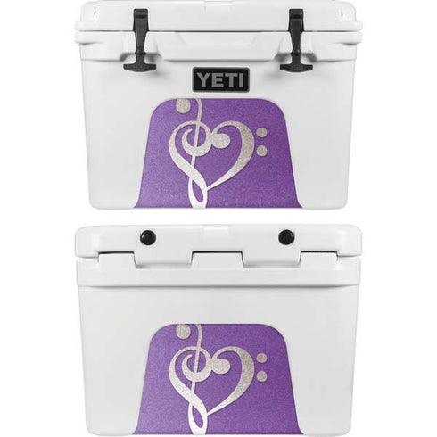 Purple Glitter Musical Heart YETI Tundra 35 Hard Cooler Skin
