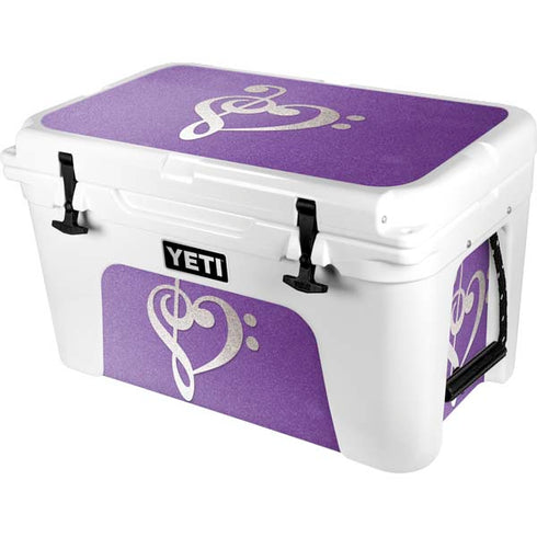 Purple Glitter Musical Heart YETI Tundra 45 Hard Cooler Skin