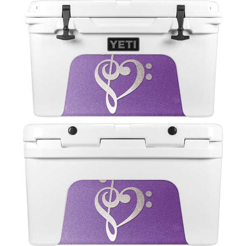 Purple Glitter Musical Heart YETI Tundra 45 Hard Cooler Skin