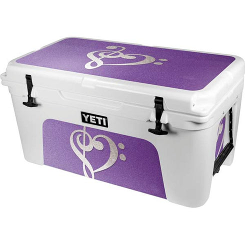 Purple Glitter Musical Heart YETI Tundra 65 Hard Cooler Skin