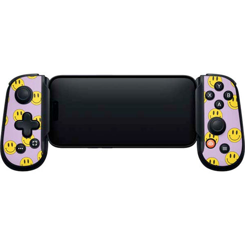 Purple Happy Face Pattern Backbone One for iPhone Game Controller Skin