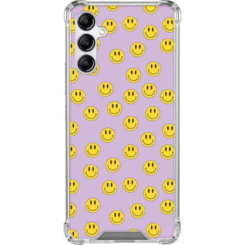 Purple Happy Face Pattern Galaxy A15 5G Clear Case