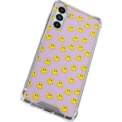 Purple Happy Face Pattern Galaxy A15 5G Clear Case