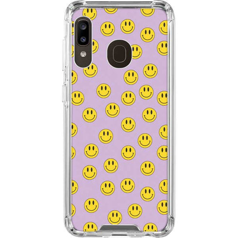 Purple Happy Face Pattern Galaxy A30 Clear Case