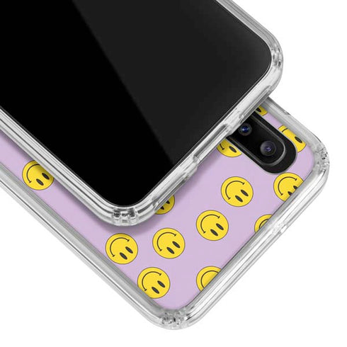 Purple Happy Face Pattern Galaxy A30 Clear Case
