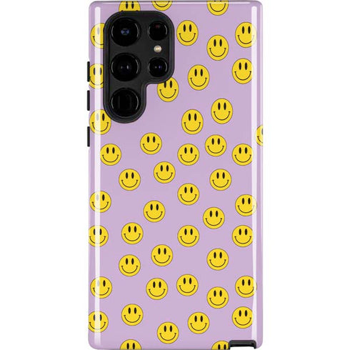 Purple Happy Face Pattern Galaxy S22 Ultra Pro Case