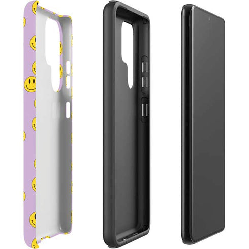Purple Happy Face Pattern Galaxy S22 Ultra Pro Case