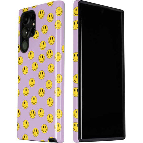 Purple Happy Face Pattern Galaxy S22 Ultra Pro Case