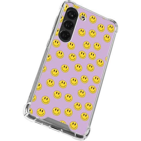 Purple Happy Face Pattern Galaxy S23 Clear Case