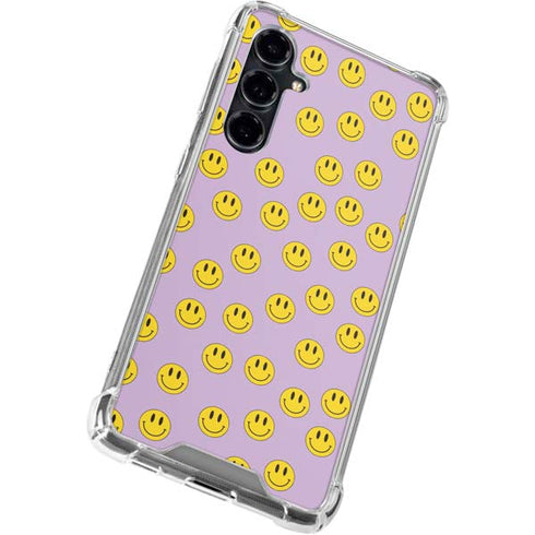 Purple Happy Face Pattern Galaxy S23 FE Clear Case
