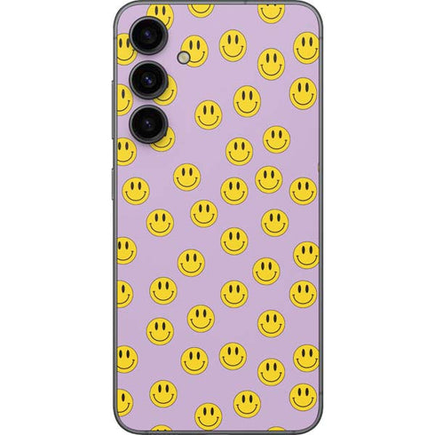Purple Happy Face Pattern Galaxy S23 FE Skin