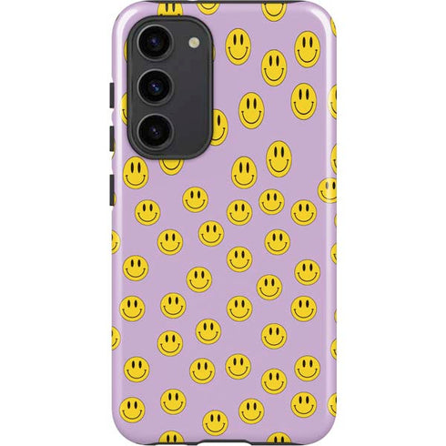 Purple Happy Face Pattern Galaxy S23 Plus Pro Case