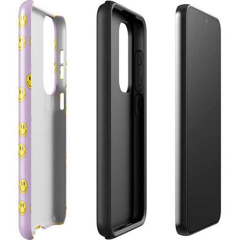 Purple Happy Face Pattern Galaxy S23 Plus Pro Case