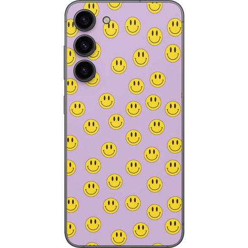 Purple Happy Face Pattern Galaxy S23 Plus Skin