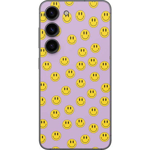 Purple Happy Face Pattern Galaxy S23 Skin