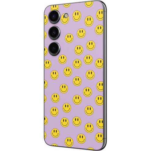 Purple Happy Face Pattern Galaxy S23 Skin