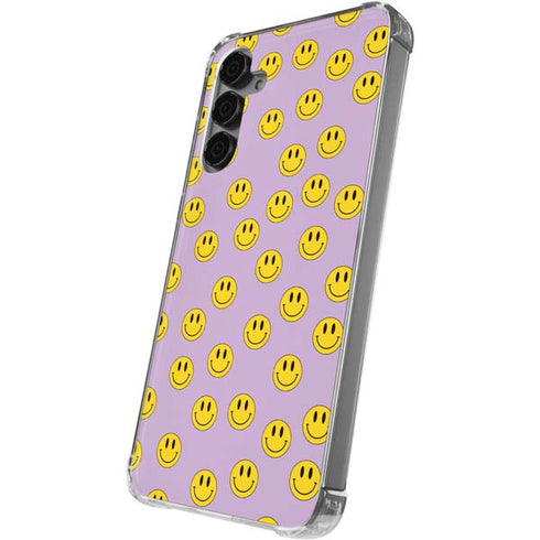 Purple Happy Face Pattern Galaxy S24 Plus Clear Case