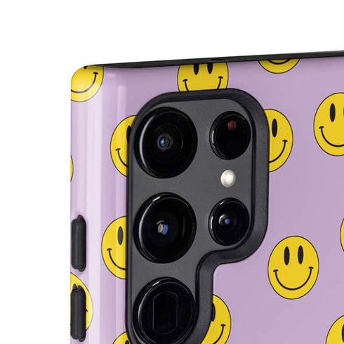 Purple Happy Face Pattern Galaxy S24 Ultra Impact Case
