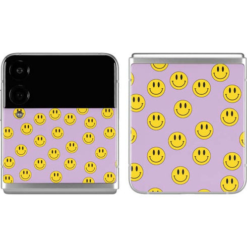 Purple Happy Face Pattern Galaxy Z Flip4 5G Skin
