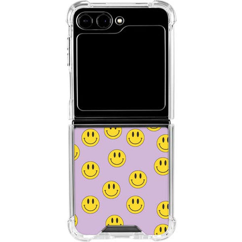 Purple Happy Face Pattern Galaxy Z Flip5 5G Clear Case