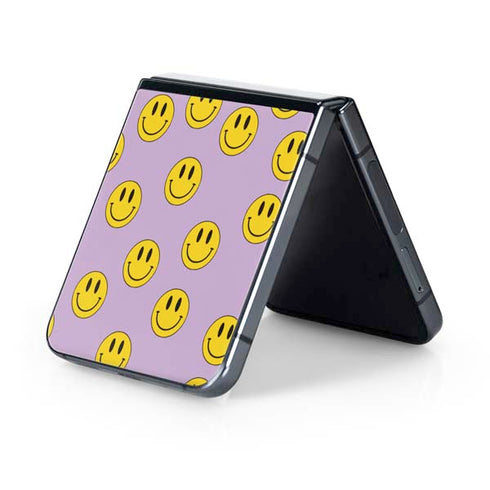 Purple Happy Face Pattern Galaxy Z Flip5 5G Skin