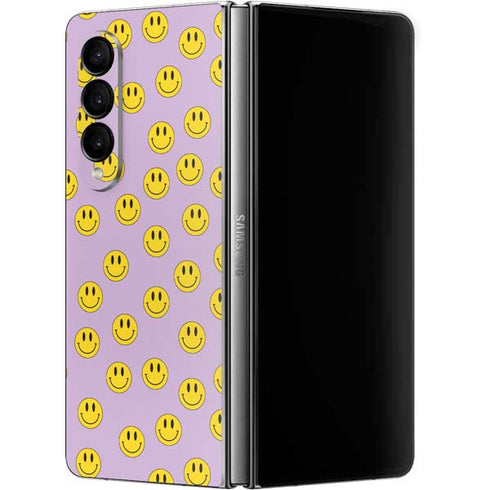 Purple Happy Face Pattern Galaxy Z Fold4 5G Skin