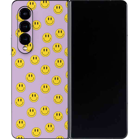 Purple Happy Face Pattern Galaxy Z Fold4 5G Skin
