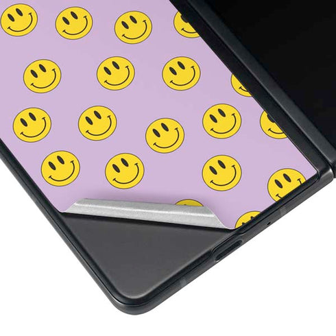 Purple Happy Face Pattern Galaxy Z Fold4 5G Skin