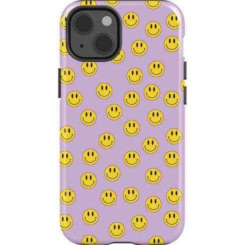 Purple Happy Face Pattern iPhone 15 Impact Case