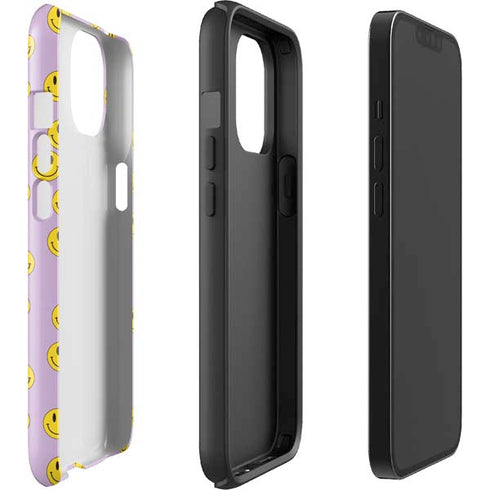 Purple Happy Face Pattern iPhone 14 Impact Case