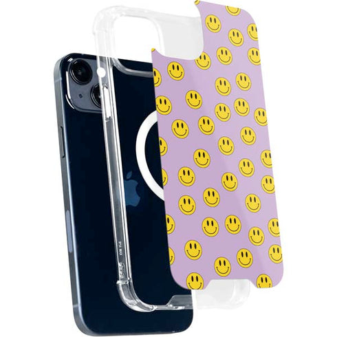 Purple Happy Face Pattern iPhone 15 Plus MagSafe Case