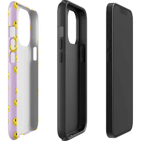 Purple Happy Face Pattern iPhone 14 Pro Impact Case